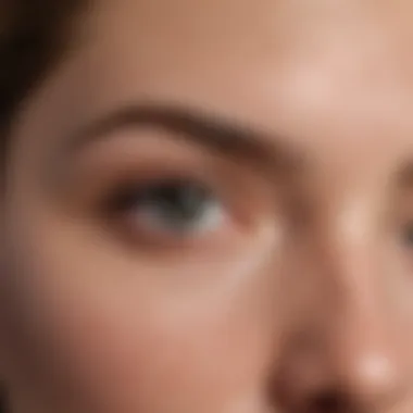 Close-up of skin pores on the forehead