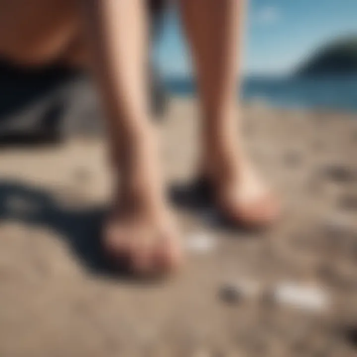 A person relaxing outdoors with feet in sandals, demonstrating fresh and comfortable feet.