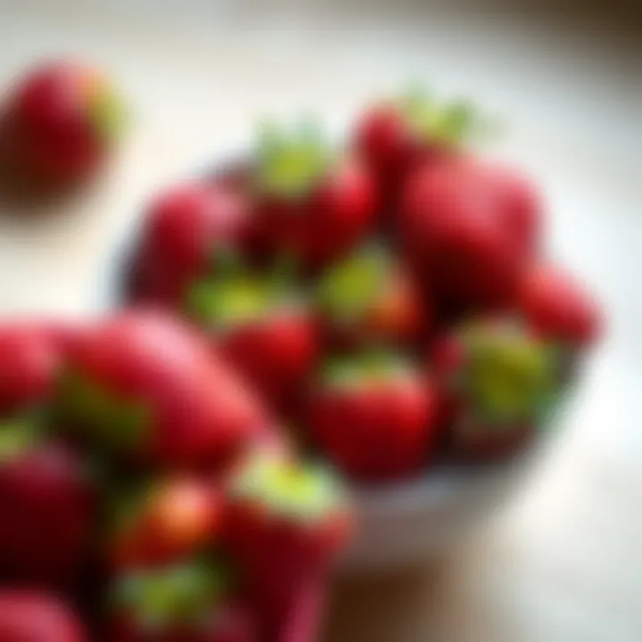 Bowl of clean, freshly washed strawberries ready to eat