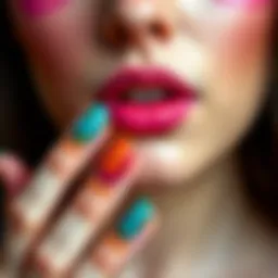 Vibrant design showcasing colorful nail art techniques