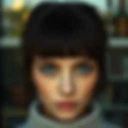 Stylish narrow bangs framing a face