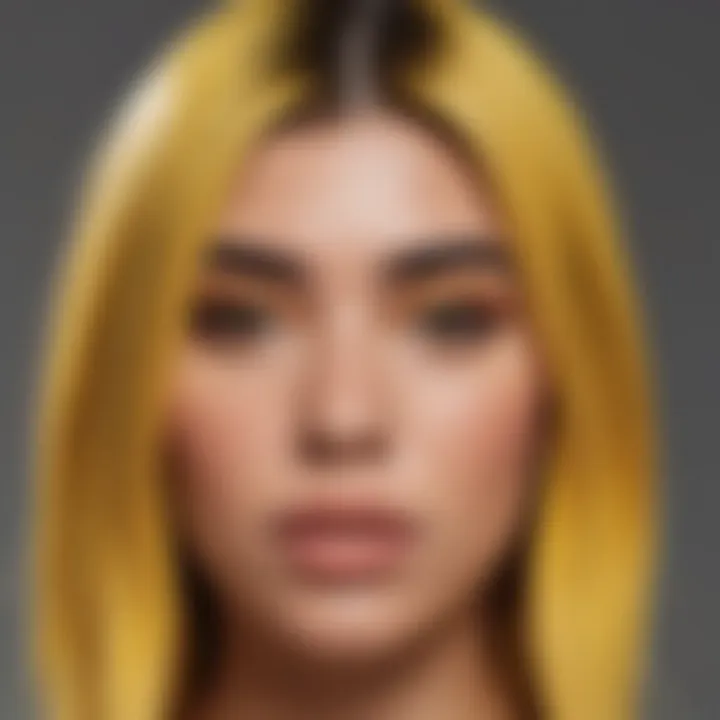 Close-up of Dua Lipa's hair color transformation highlighting the yellow shade.