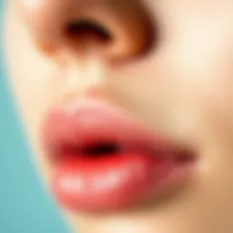 Close-up of a pimple on the upper lip