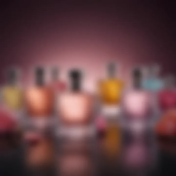 Elegant fragrance bottles arranged aesthetically