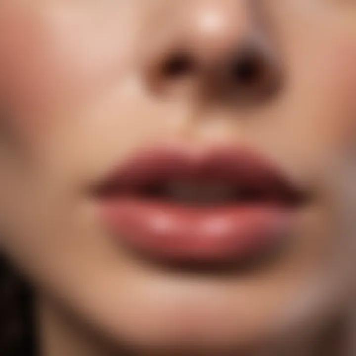 Close-up of luscious lips with a glossy finish.