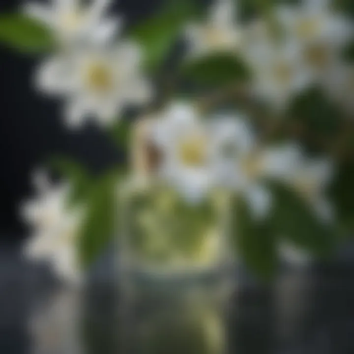 A close-up of jasmine flowers, a key note in French fragrances