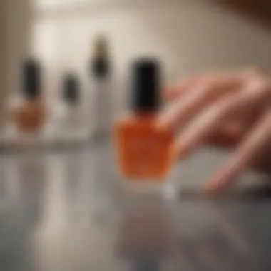 Natural nail care products on a vanity