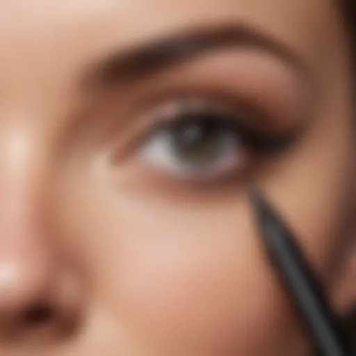 Close-up of an eyeliner pencil with a sharp tip