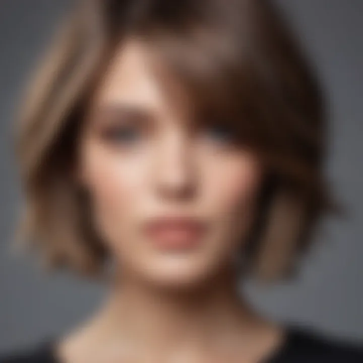 Close-up of textured lob haircut, emphasizing layers and movement