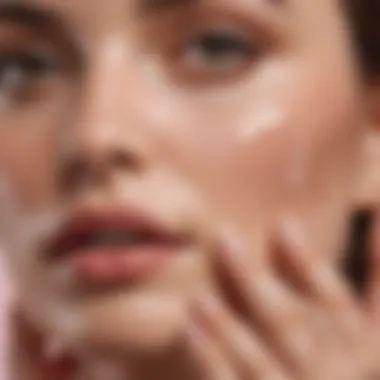 Close-up of a hand applying BB cream on the skin