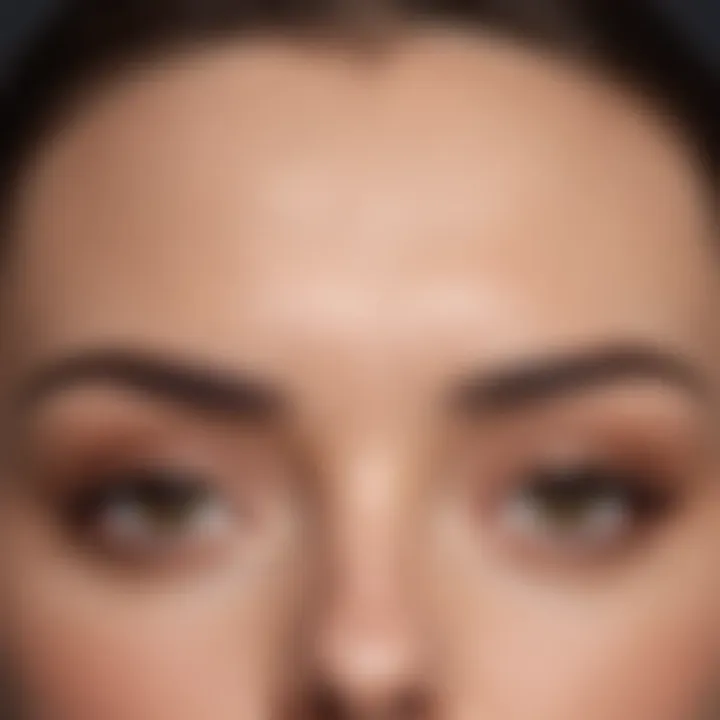 Close-up of a square eyebrow shaping technique