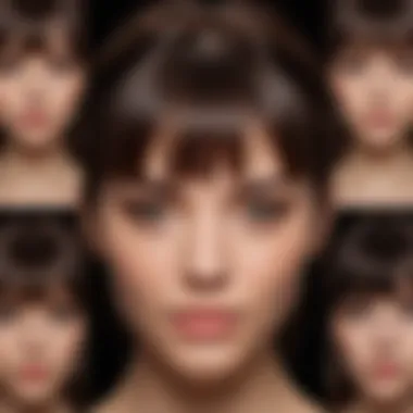 Different types of layered bangs styled for various face shapes