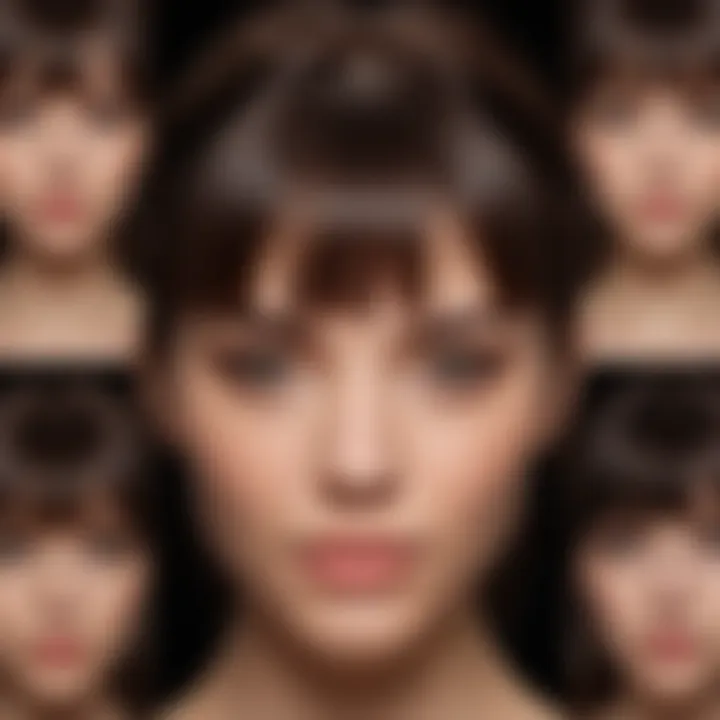 Different types of layered bangs styled for various face shapes