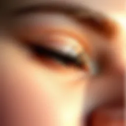 Close-up of luscious eyelashes enhanced by serum