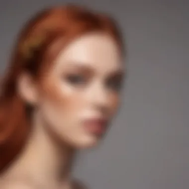 A fashion-forward individual with red hair and wheat skin, embodying modern beauty trends.