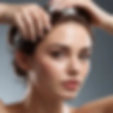 Close-up of foam being applied to dry hair