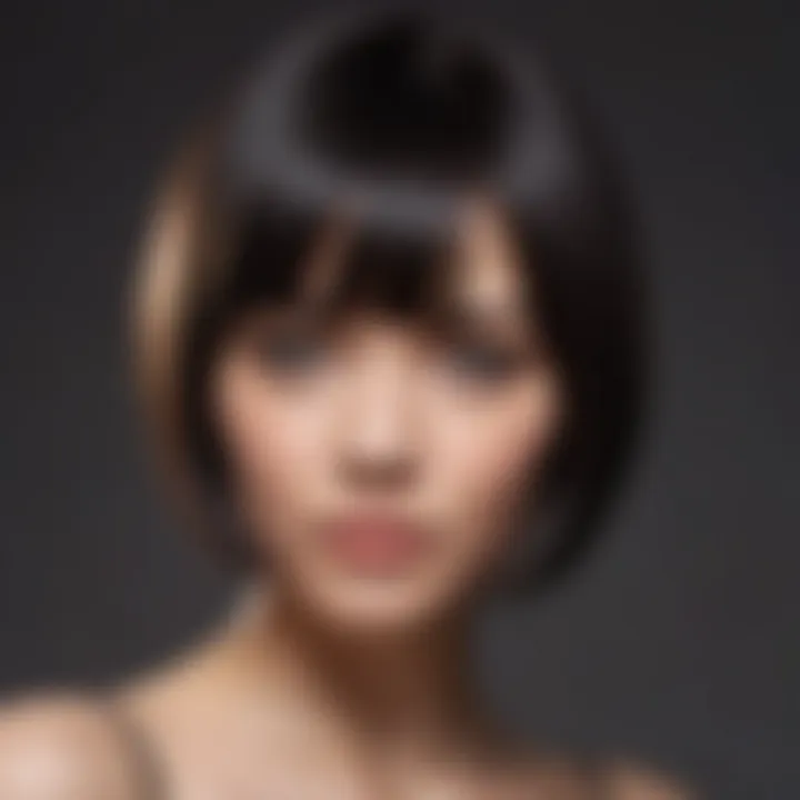 Profile view of a round face framed by a sleek bob haircut