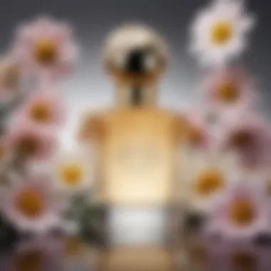 Elegant display of Marc Jacobs Daisy perfume bottle surrounded by floral elements