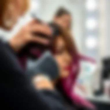 Stylist applying hair dye with care and precision