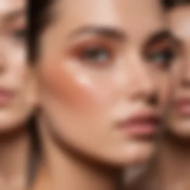 Swatches illustrating harmony between different skin tones and cosmetic shades