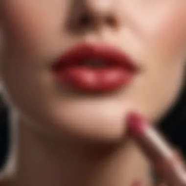 Close-up of lipstick being applied on lips