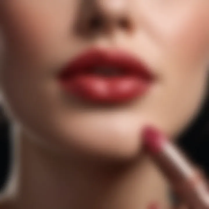 Close-up of lipstick being applied on lips