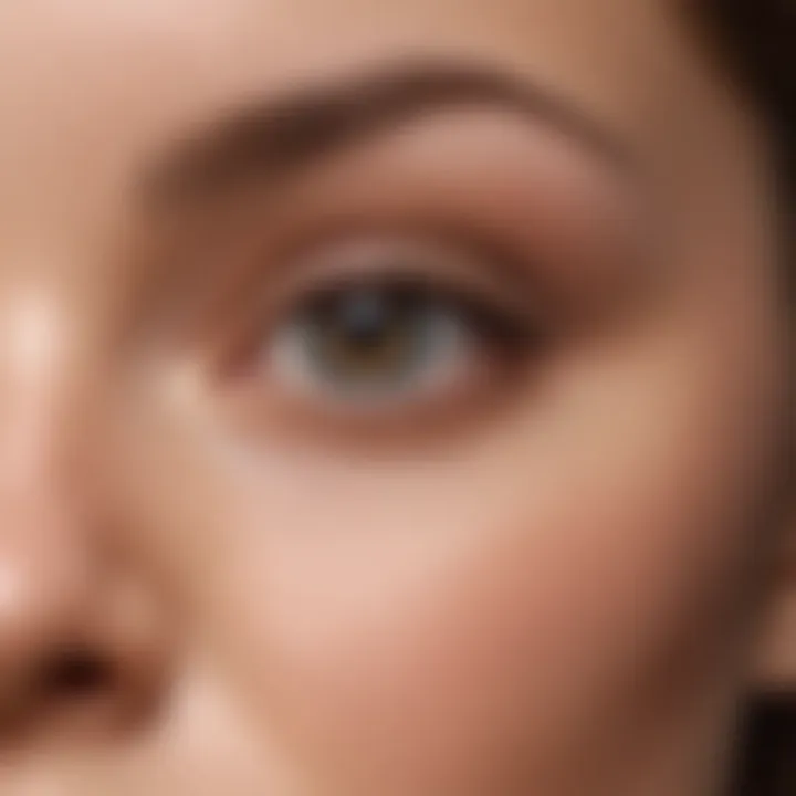 A close-up of a glowing skin after toner application