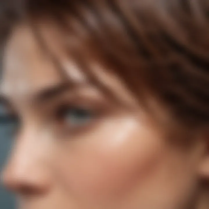 Close-up of hair with a wet look foam applied, showcasing shine and texture