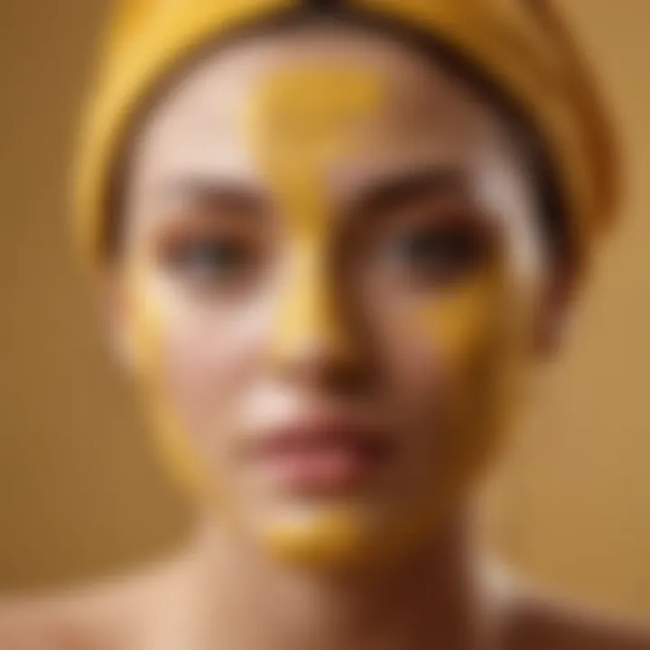 Yellow clay facial mask application