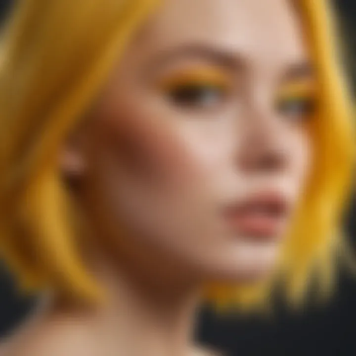 A vibrant yellow hair color on a model showcasing the latest trends