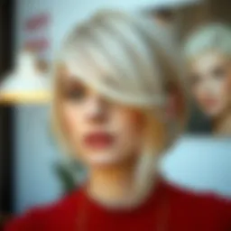 Short blonde hairstyle showcasing a chic look