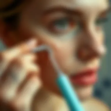 User demonstrating the usage of a blackhead remover