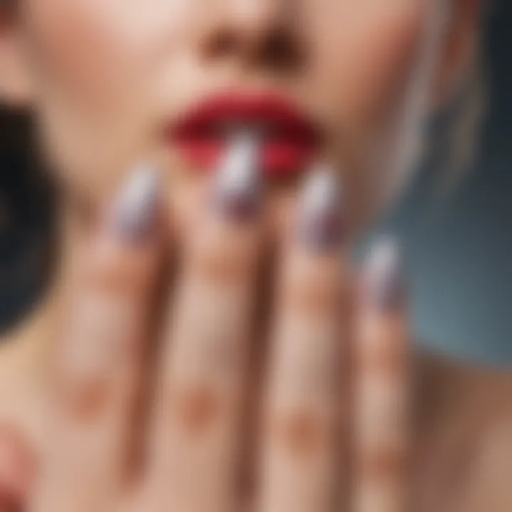 Triangular nails adorned for a special occasion