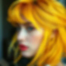 Vibrant yellow hair with creative styling