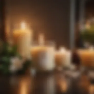 A luxurious scene showcasing jasmine-scented candles and ambiance