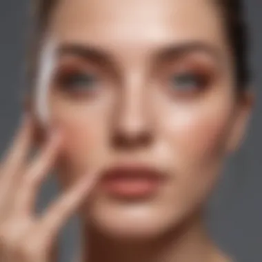 A close-up of a person applying a face mask, showcasing the texture and color of the product.